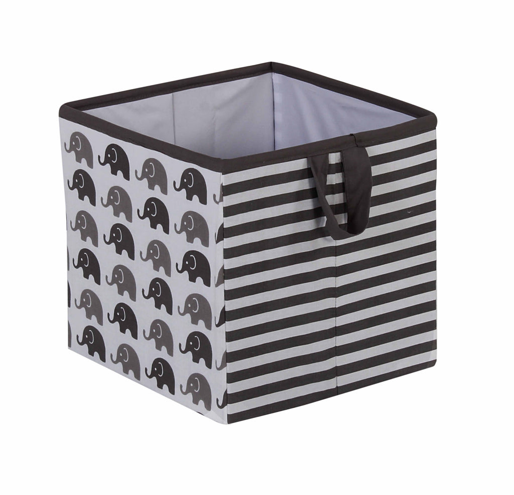 Bacati - Elephants Nursery Storage Items, White/Grey - Bacati - Nursery/Kids Storage - Bacati