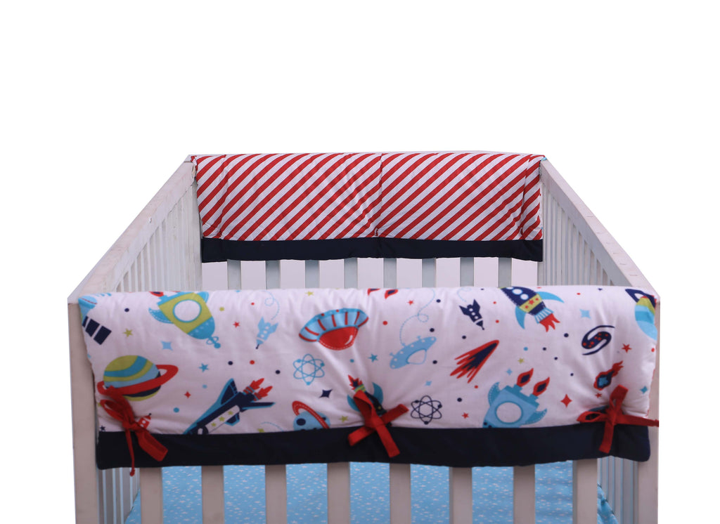 Crib Rail Guard Covers Cotton with Safety Padding, Airspace - Bacati - Crib Rail Guard - Bacati