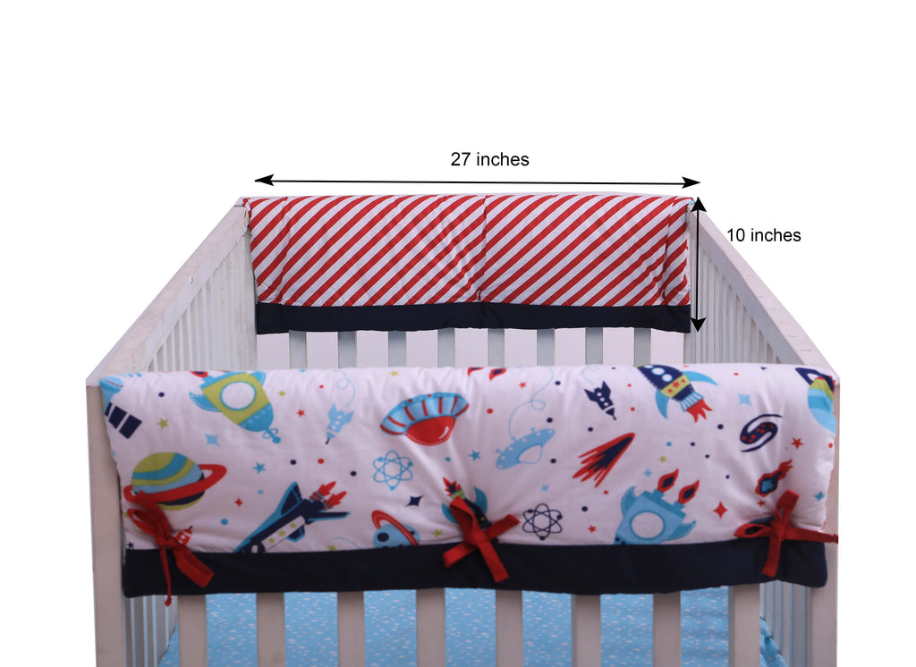 Crib Rail Guard Covers Cotton with Safety Padding, Airspace - Bacati - Crib Rail Guard - Bacati