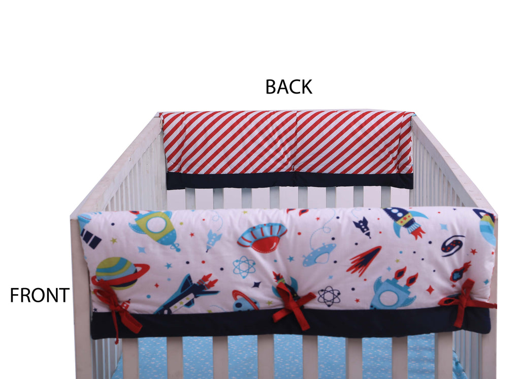 Crib Rail Guard Covers Cotton with Safety Padding, Airspace - Bacati - Crib Rail Guard - Bacati