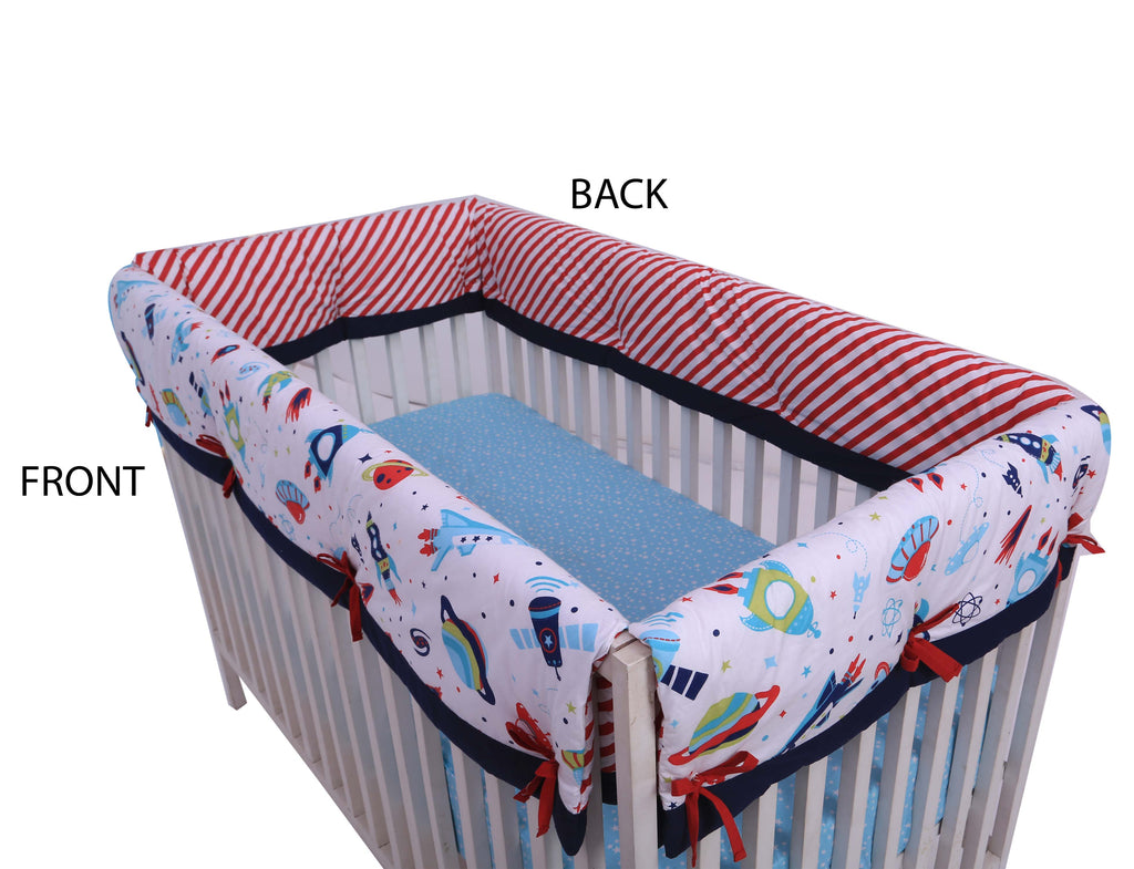 Crib Rail Guard Covers Cotton with Safety Padding, Airspace - Bacati - Crib Rail Guard - Bacati