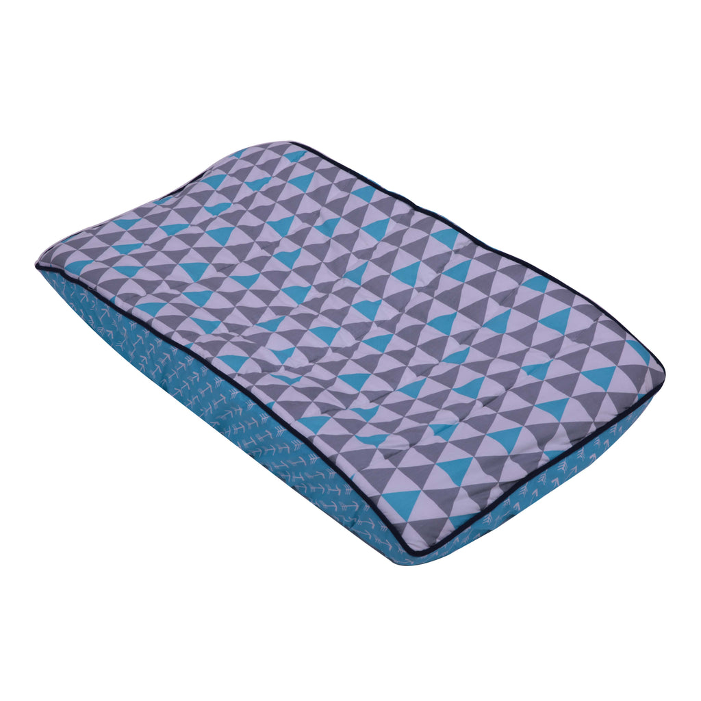 Woodlands Aqua/Navy/Grey Quilted Changing Pad Cover - Bacati - Changing pad cover - Bacati