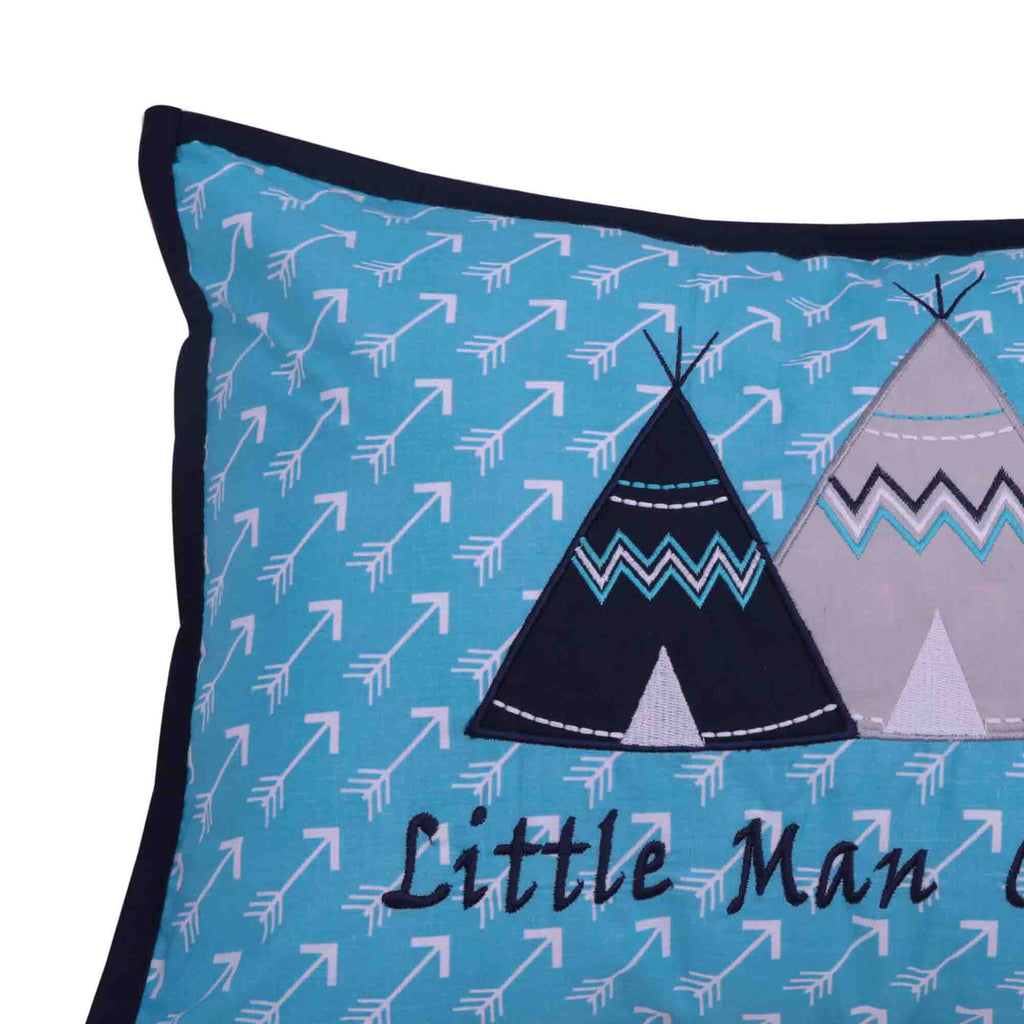 Decorative Pillow, Woodlands Aqua/Navy/Grey - Bacati - Dec Pillow or Rocker Dec Pillow - Bacati