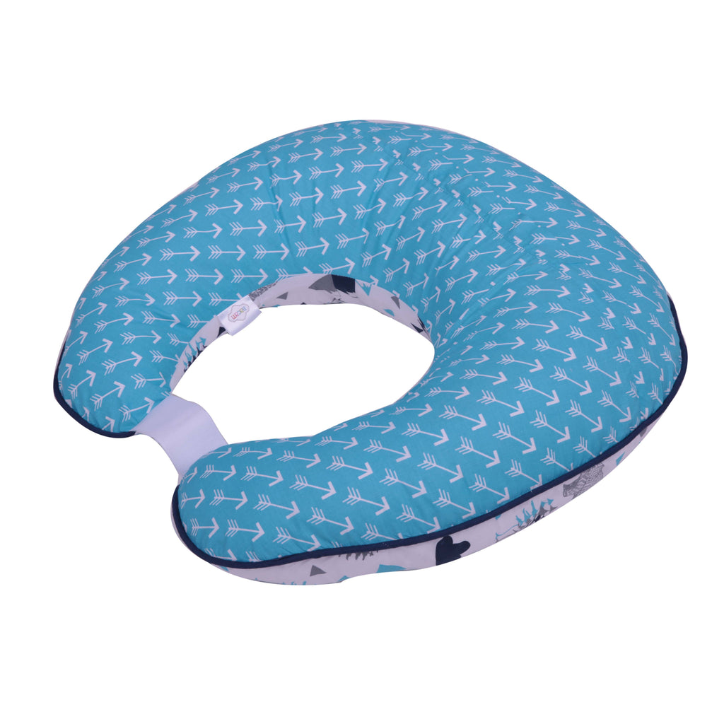 3 pc Nursing/Feeding Pillow Set Woodlands Animals Aqua/Navy/Grey - Bacati - Nursing Pillow - Bacati