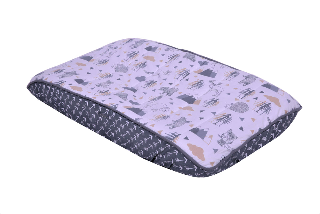 Woodlands Beige/Grey Quilted Changing Pad Cover - Bacati - Changing pad cover - Bacati