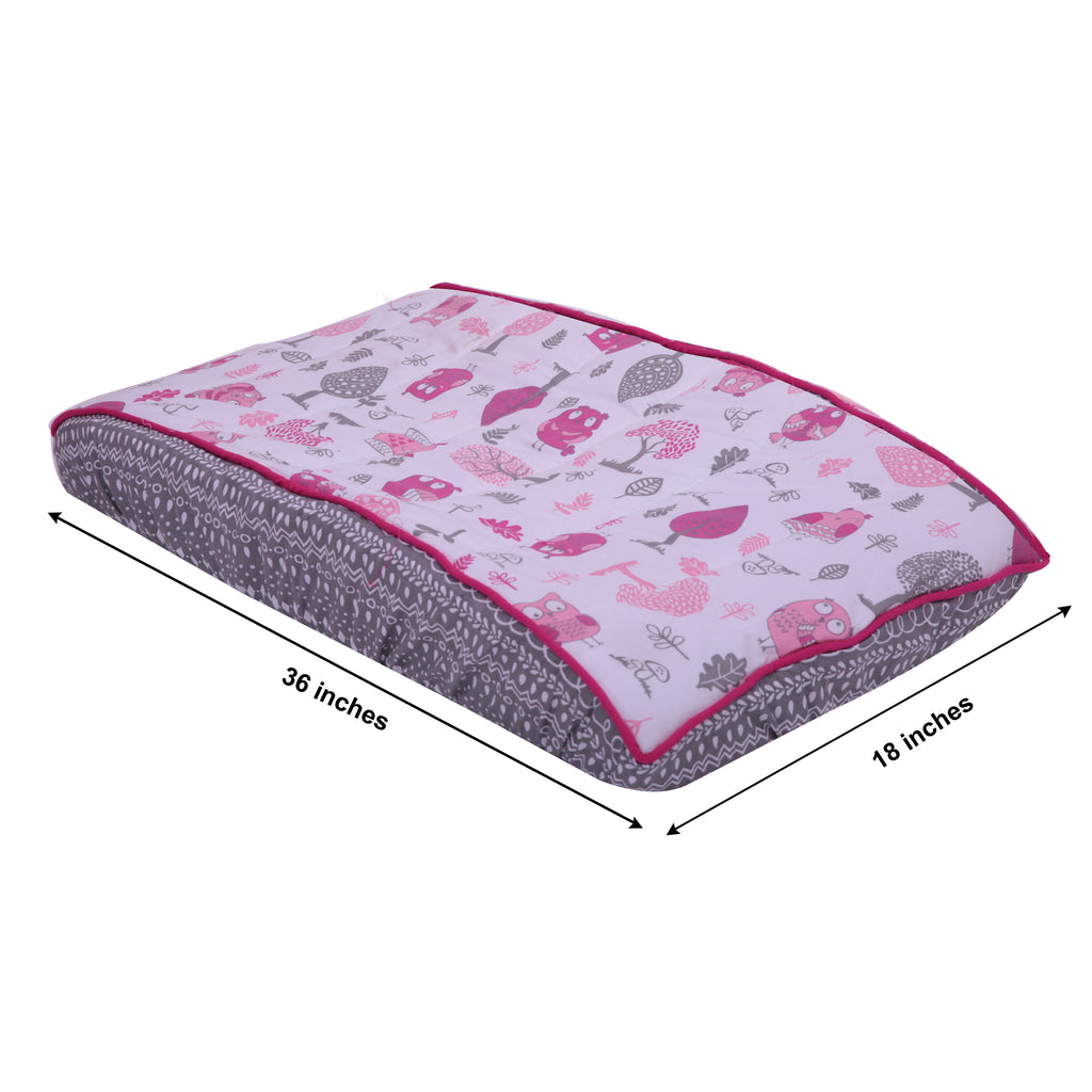 Owls in the Woods Pink/Grey Quilted Changing Pad Cover - Bacati - Changing pad cover - Bacati