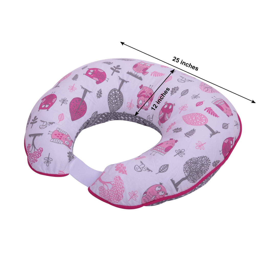 3 pc Nursing/Feeding Pillow Set Owls in the Woods Pink/Grey - Bacati - Nursing Pillow - Bacati