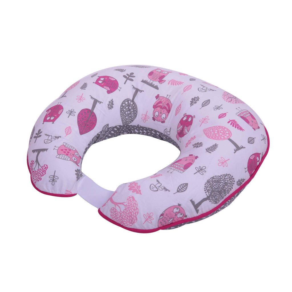 3 pc Nursing/Feeding Pillow Set Owls in the Woods Pink/Grey - Bacati - Nursing Pillow - Bacati