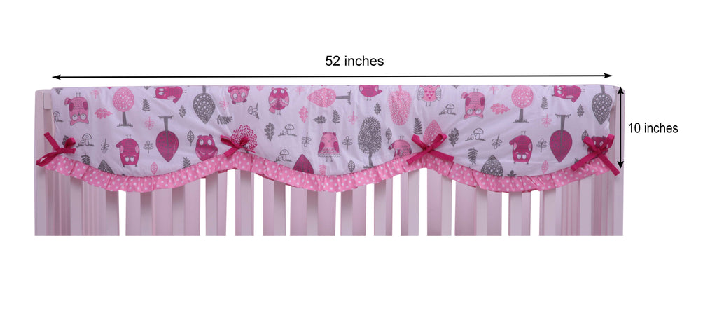 Crib Rail Guard Covers with Safety Padding, Owls in the Woods Pink/Grey - Bacati - Crib Rail Guard - Bacati