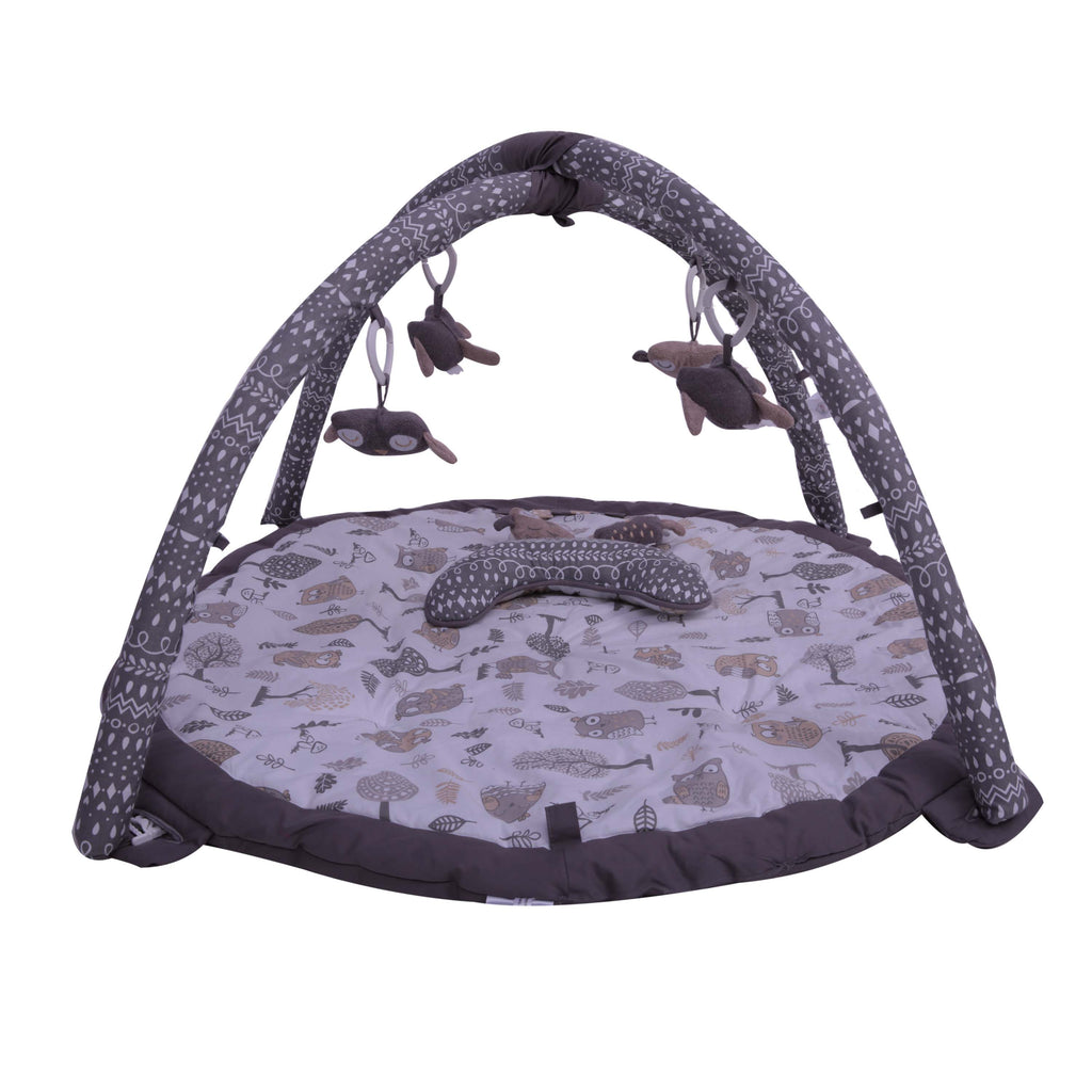 Playmat/Baby Activity Gym with Mat, Owls in the Woods Beige/Grey - Bacati - Baby Activity Gym with Mat - Bacati