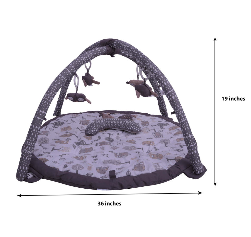 Playmat/Baby Activity Gym with Mat, Owls in the Woods Beige/Grey - Bacati - Baby Activity Gym with Mat - Bacati