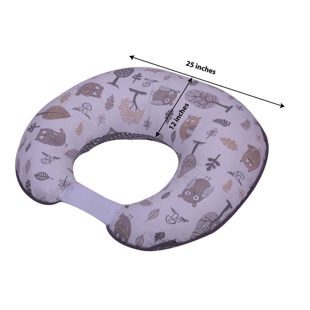 3 pc Nursing/Feeding Pillow Set Owls in the Woods Beige/Grey - Bacati - Nursing Pillow - Bacati