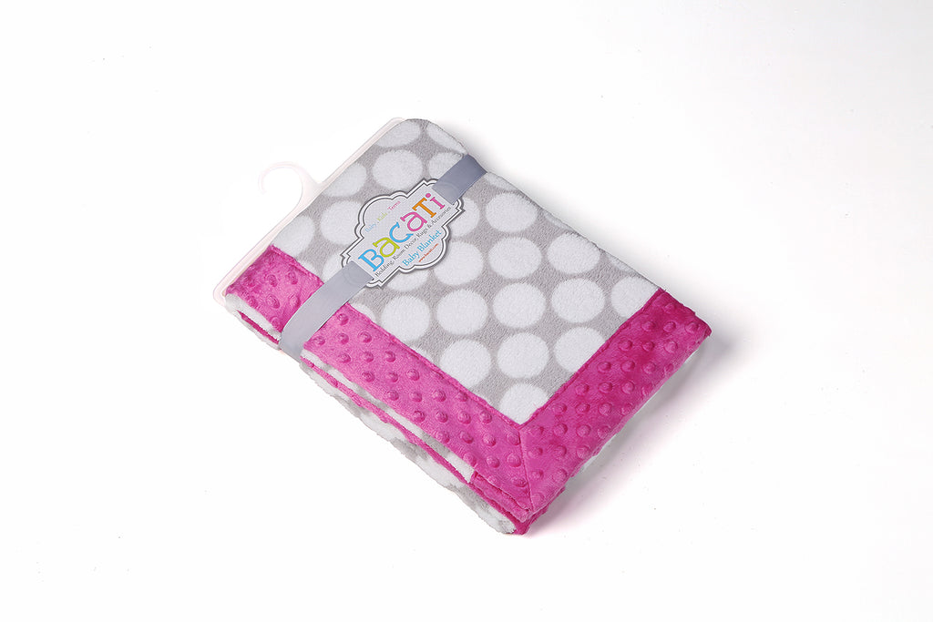 Embroidered Plush Pink Blanket, Elephants Pink/Grey with Multiple Options - Bacati - Embroidered Plush Blanket - Bacati