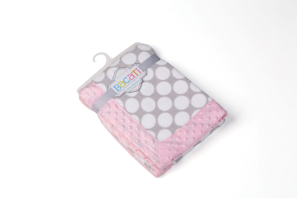 Embroidered Plush Pink Blanket, Elephants Pink/Grey with Multiple Options - Bacati - Embroidered Plush Blanket - Bacati
