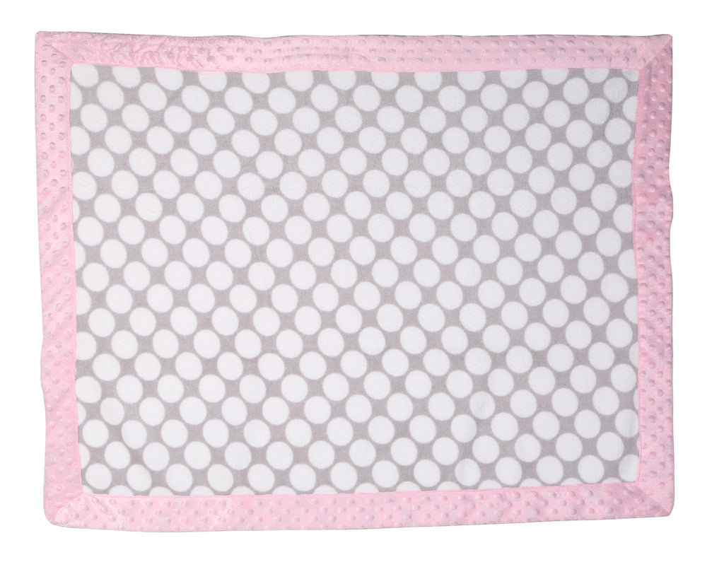 Embroidered Plush Pink Blanket, Elephants Pink/Grey with Multiple Options - Bacati - Embroidered Plush Blanket - Bacati