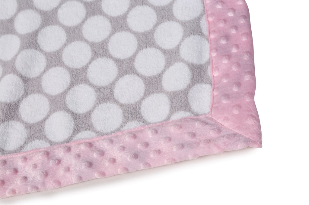 Embroidered Plush Pink Blanket, Elephants Pink/Grey with Multiple Options - Bacati - Embroidered Plush Blanket - Bacati