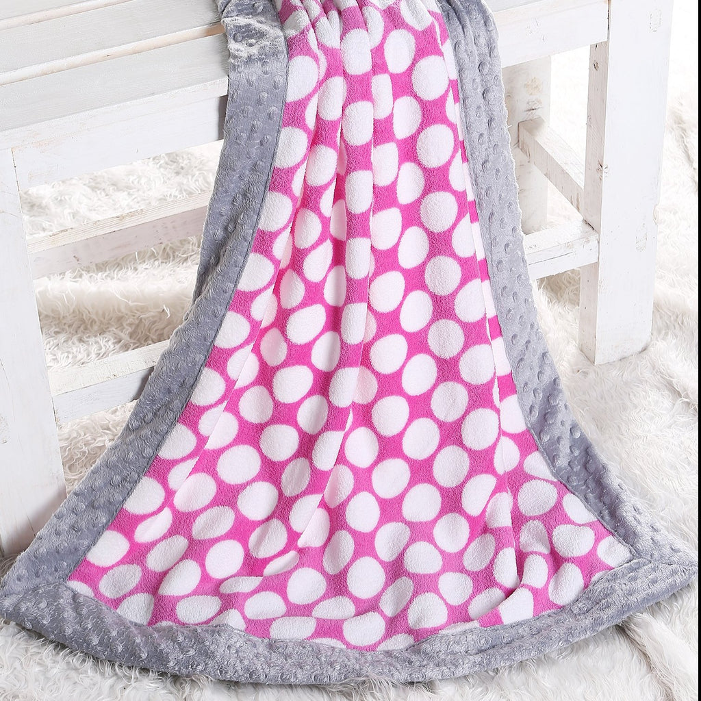 Embroidered Plush Pink Blanket, Elephants Pink/Grey with Multiple Options - Bacati - Embroidered Plush Blanket - Bacati