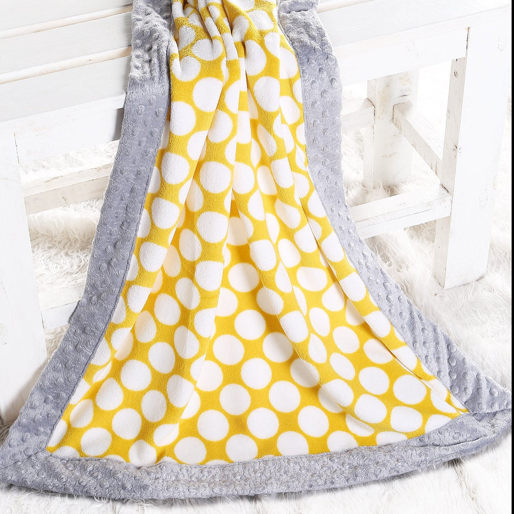 Embroidered Plush Blanket, Elephants Mint/Yellow/Grey with Multiple Options - Bacati - Embroidered Plush Blanket - Bacati