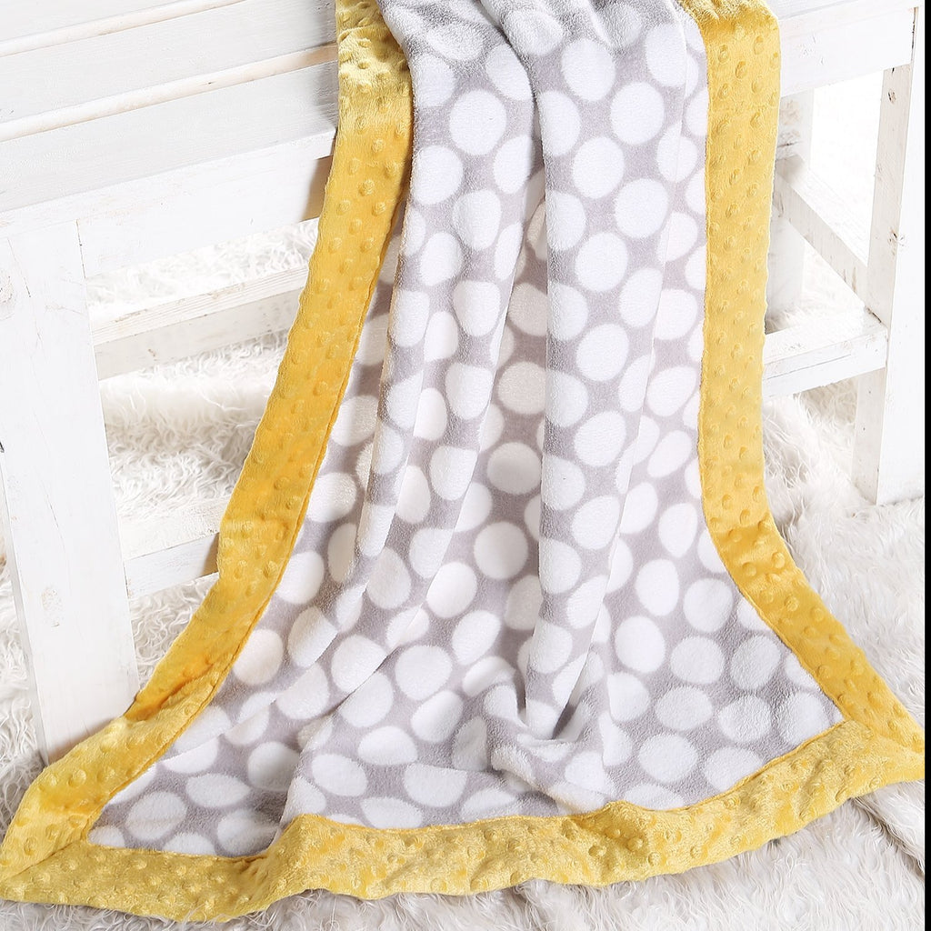 Embroidered Plush Blanket, Elephants Mint/Yellow/Grey with Multiple Options - Bacati - Embroidered Plush Blanket - Bacati