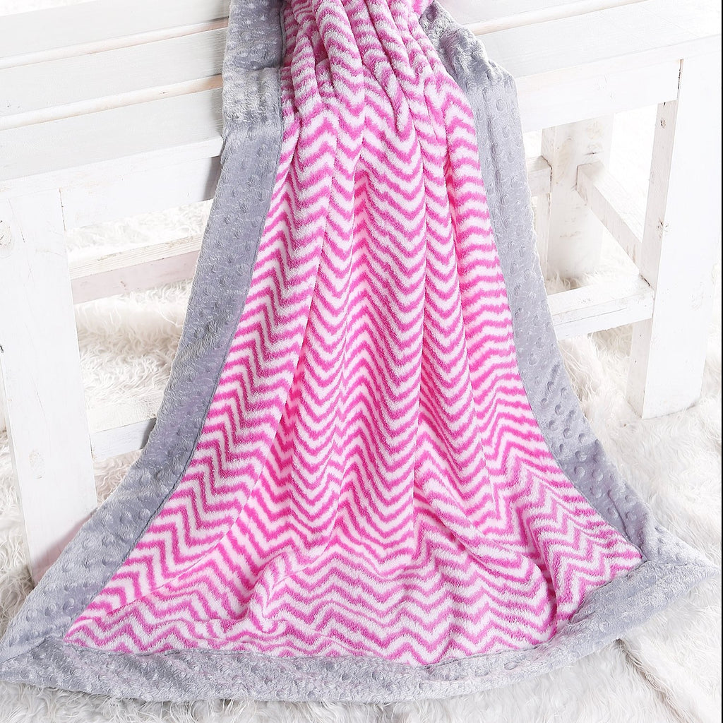 Embroidered Plush Pink Blanket, Elephants Pink/Grey with Multiple Options - Bacati - Embroidered Plush Blanket - Bacati