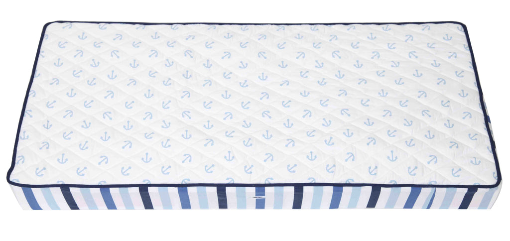 Little Sailor Blue/Navy Boys Quilted Changing Pad Cover - Bacati - Changing pad cover - Bacati