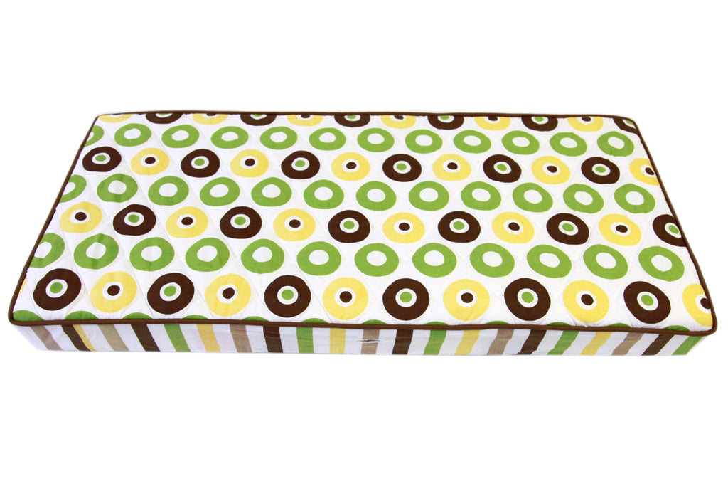 Mod Dots/Stripes Green/Yellow/Beige/Brown Neutral Quilted Changing Pad Cover - Bacati - Changing pad cover - Bacati