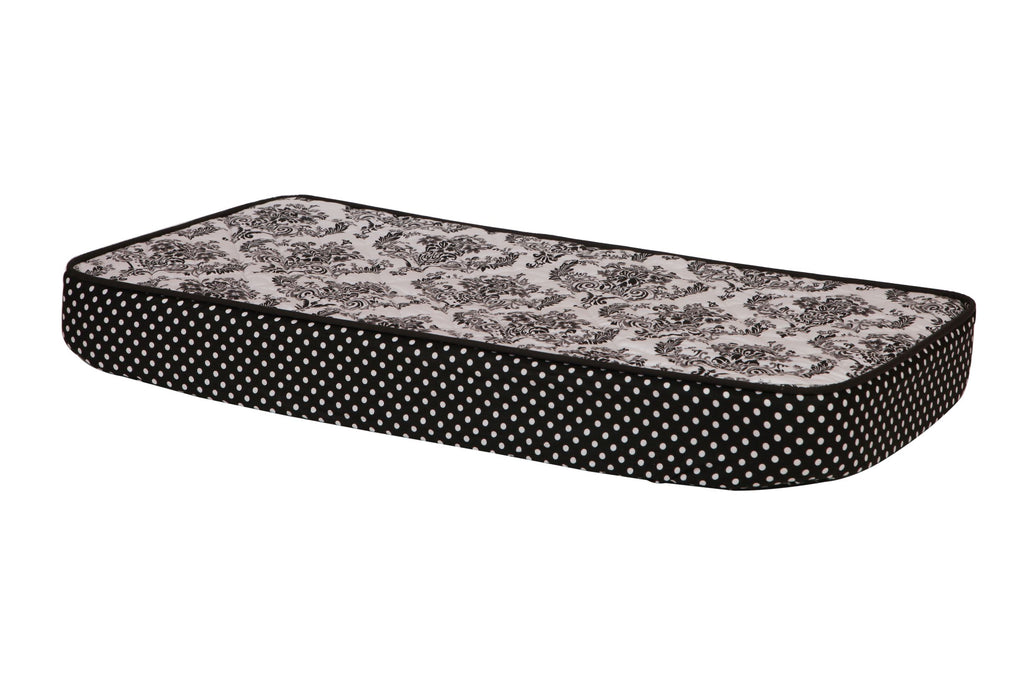 Classic Damask Black/White Neutral Quilted Changing Pad Cover - Bacati - Changing pad cover - Bacati