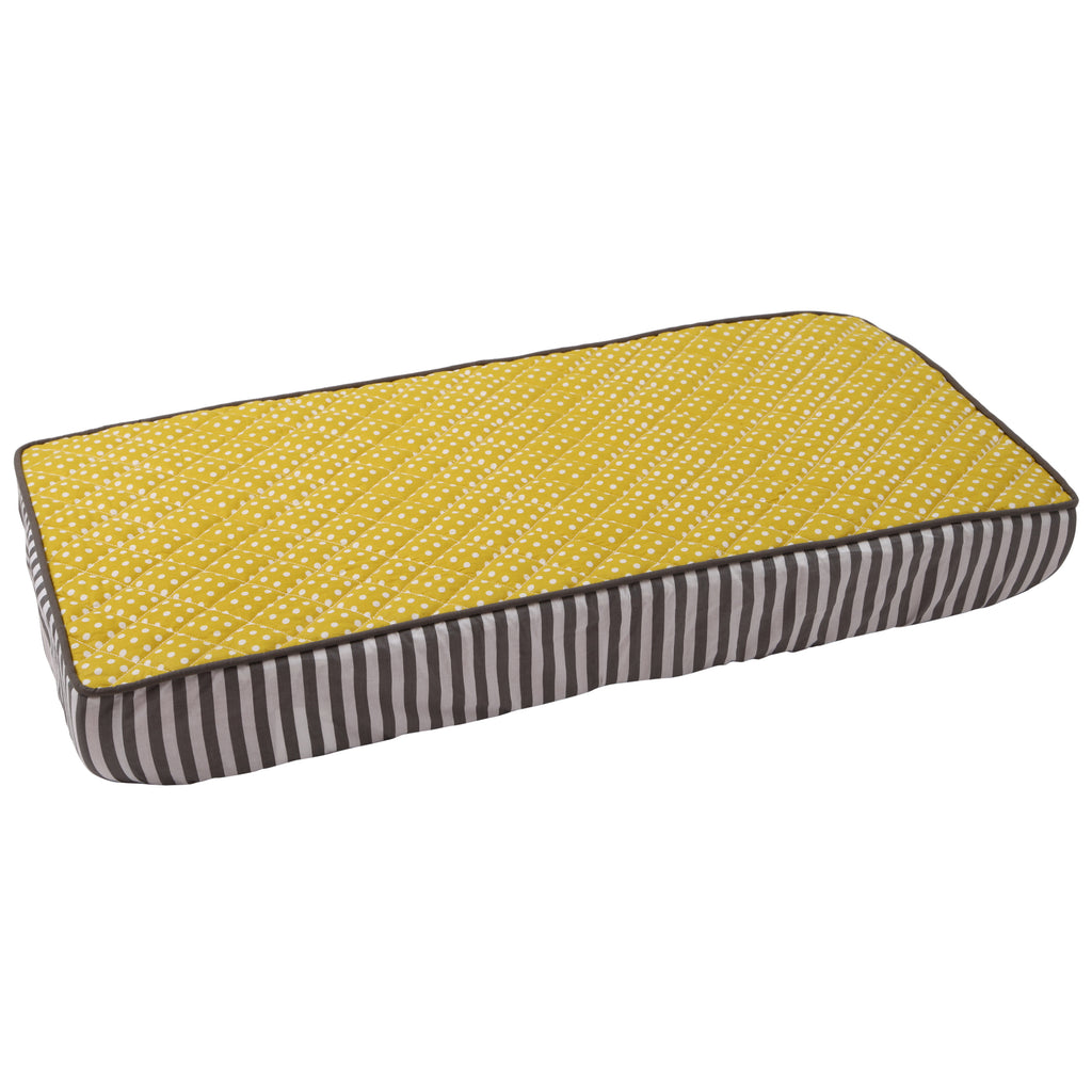 Dots/Stripes Grey/Yellow Neutral Quilted Changing Pad Cover - Bacati - Changing pad cover - Bacati