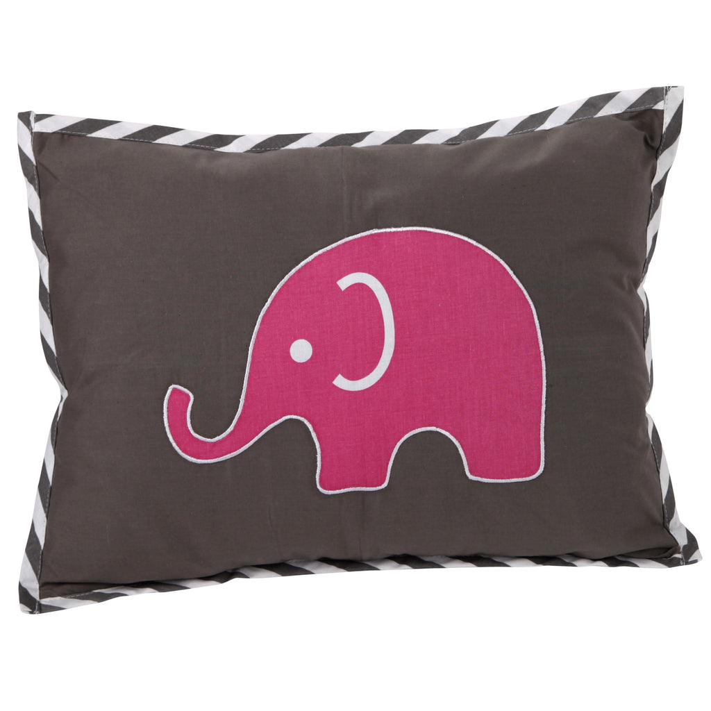 Decorative Pillow, Elephants Pink/Grey - Bacati - Dec Pillow or Rocker Dec Pillow - Bacati