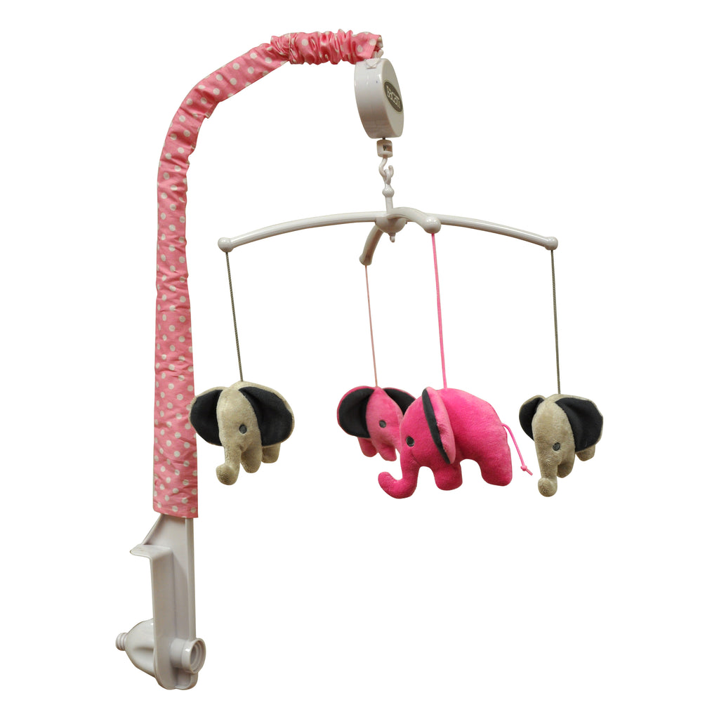Elephants Pink/Grey Musical Baby Crib Mobile - Bacati - Musical Baby Crib Mobile - Bacati