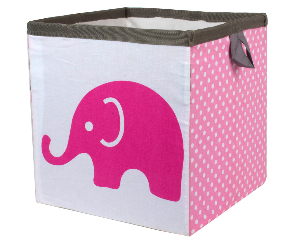 Bacati - Elephants Nursery Storage Items, Pink/Grey - Bacati - Nursery/Kids Storage - Bacati