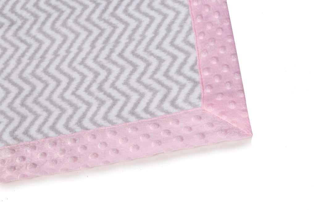 Embroidered Plush Pink Blanket, Elephants Pink/Grey with Multiple Options - Bacati - Embroidered Plush Blanket - Bacati