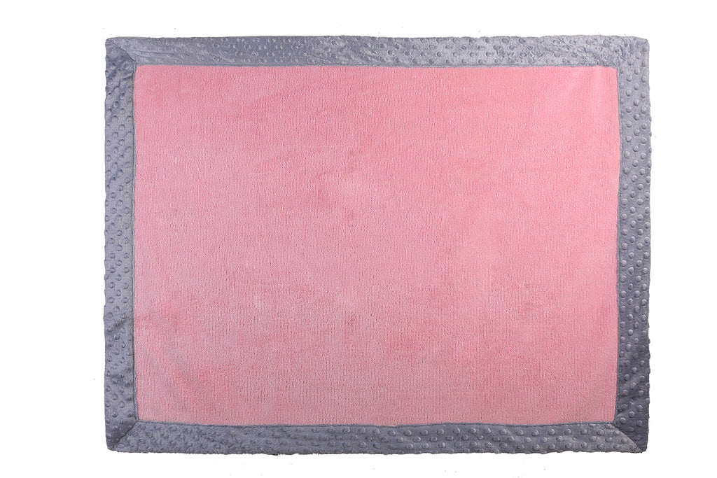 Embroidered Plush Pink Blanket, Elephants Pink/Grey with Multiple Options - Bacati - Embroidered Plush Blanket - Bacati