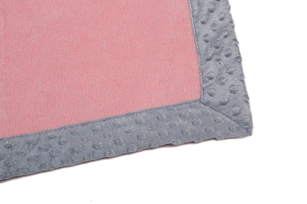 Embroidered Plush Pink Blanket, Elephants Pink/Grey with Multiple Options - Bacati - Embroidered Plush Blanket - Bacati