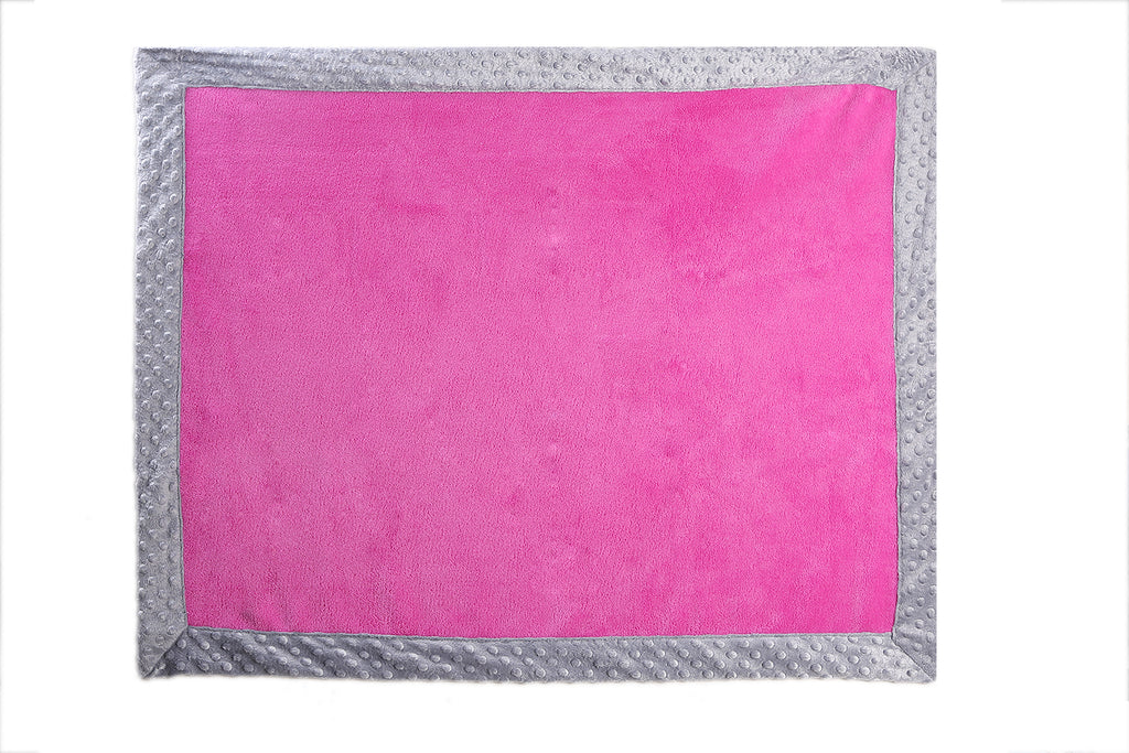 Embroidered Plush Pink Blanket, Elephants Pink/Grey with Multiple Options - Bacati - Embroidered Plush Blanket - Bacati