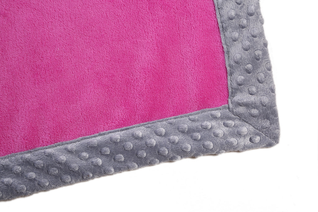 Embroidered Plush Pink Blanket, Elephants Pink/Grey with Multiple Options - Bacati - Embroidered Plush Blanket - Bacati