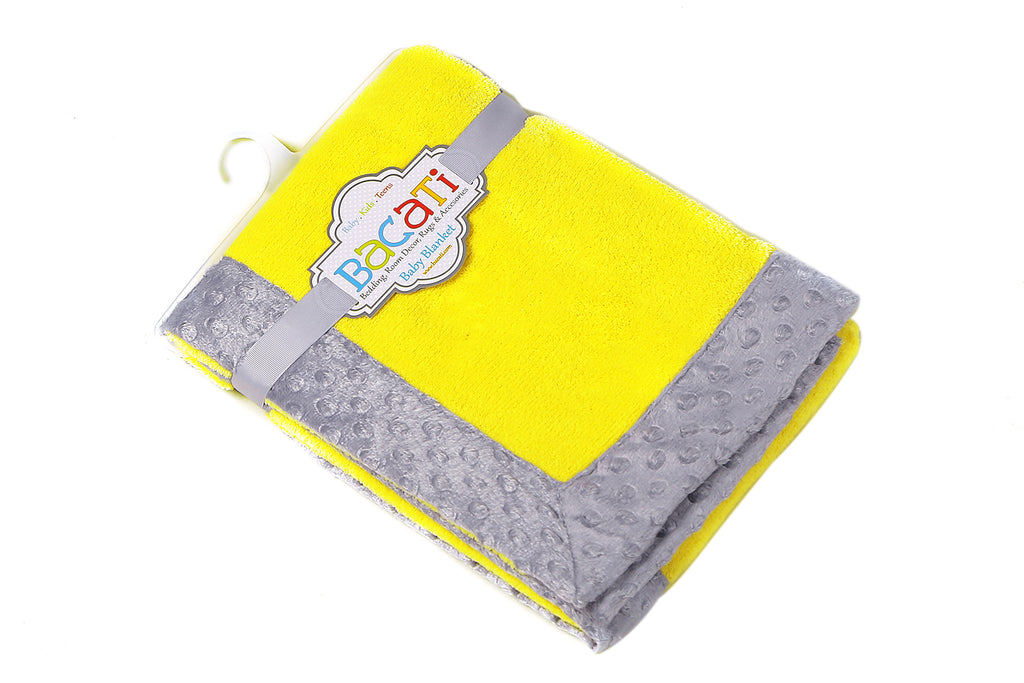 Embroidered Plush Blanket, Elephants Mint/Yellow/Grey with Multiple Options - Bacati - Embroidered Plush Blanket - Bacati