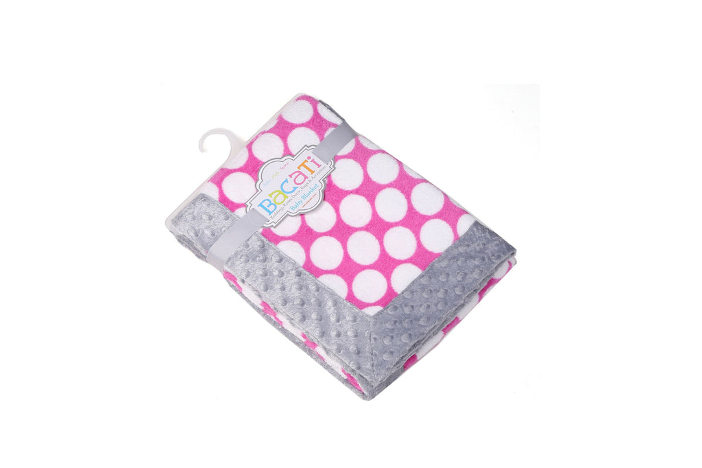 Embroidered Plush Pink Blanket, Elephants Pink/Grey with Multiple Options - Bacati - Embroidered Plush Blanket - Bacati