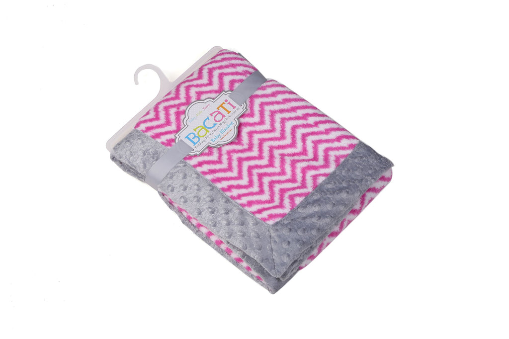 Embroidered Plush Pink Blanket, Elephants Pink/Grey with Multiple Options - Bacati - Embroidered Plush Blanket - Bacati