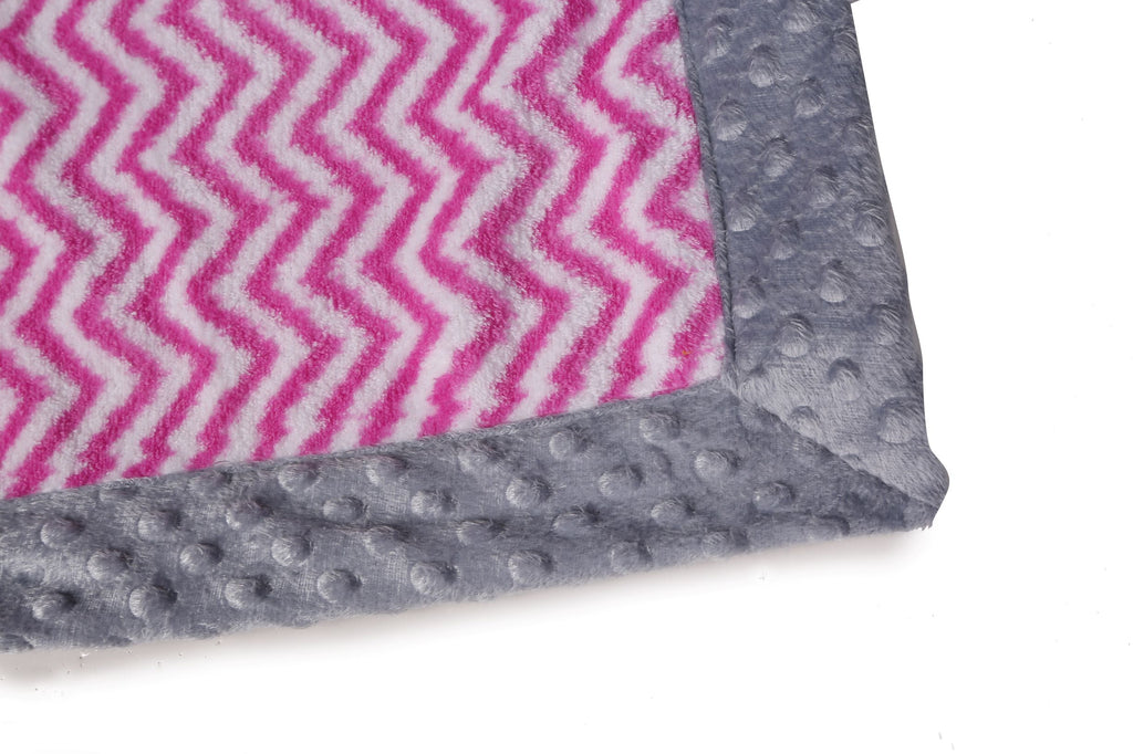 Embroidered Plush Pink Blanket, Elephants Pink/Grey with Multiple Options - Bacati - Embroidered Plush Blanket - Bacati