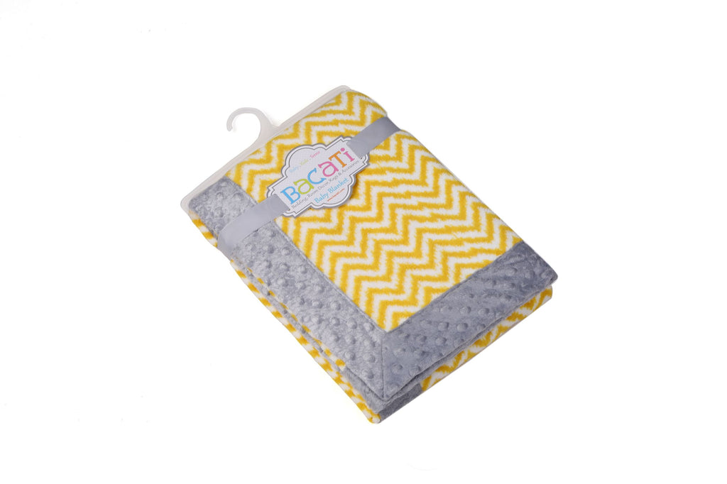 Embroidered Plush Blanket, Elephants Mint/Yellow/Grey with Multiple Options - Bacati - Embroidered Plush Blanket - Bacati