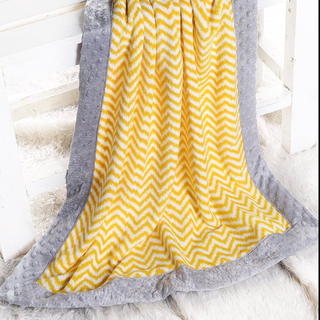 Embroidered Plush Blanket, Elephants Mint/Yellow/Grey with Multiple Options - Bacati - Embroidered Plush Blanket - Bacati