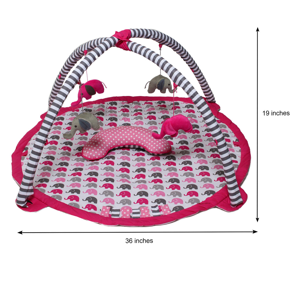 Playmat/Baby Activity Gym with Mat, Elephants Pink/Grey - Bacati - Baby Activity Gym with Mat - Bacati