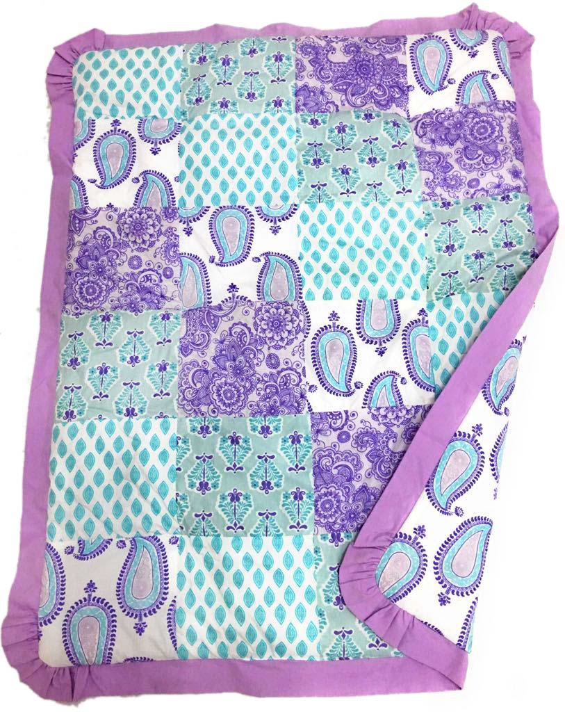 Paisley Isabella Lilac/Purple/Aqua Girls Crib Bedding Set - Bacati - Crib Bedding Set - Bacati