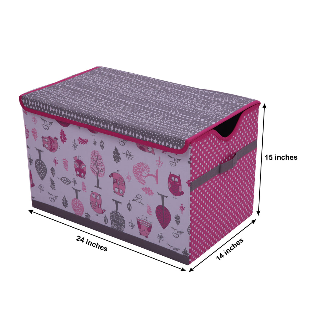 Bacati - Owls in the Woods Nursery Storage Items, Pink/Grey - Bacati - Nursery/Kids Storage - Bacati