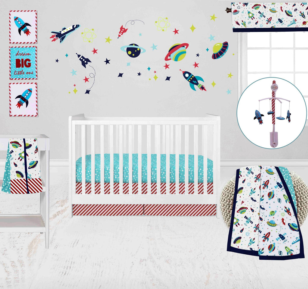 Airspace Aqua/Navy/Green/Red Boys Crib Bedding Set - Bacati - Crib Bedding Set - Bacati