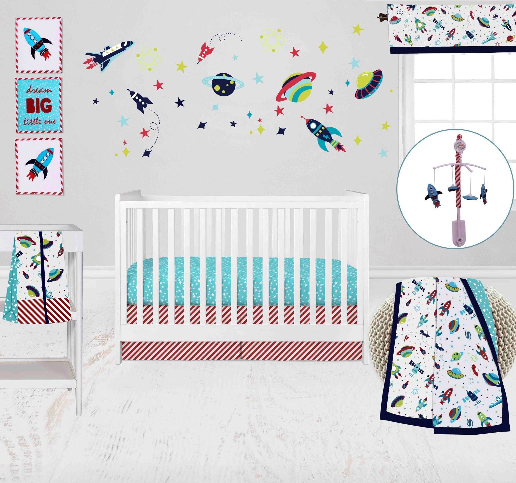 Bacati Airspace 10 Piece Crib Bedding Set with Two Crib Sheets Aqu