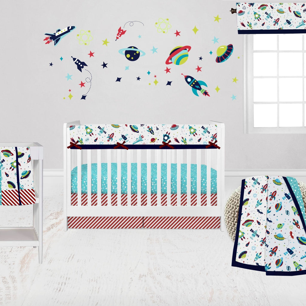 Airspace Aqua/Navy/Green/Red Boys Crib Bedding Set - Bacati - Crib Bedding Set - Bacati