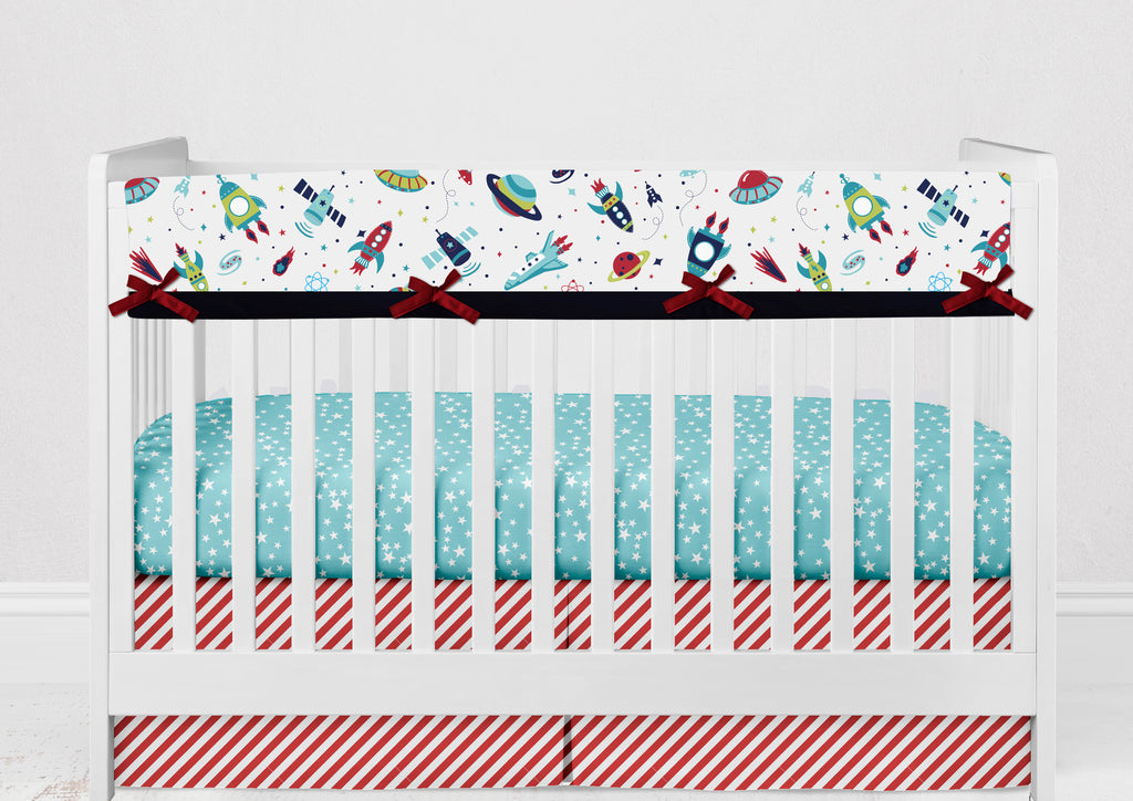 Crib Rail Guard Covers Cotton with Safety Padding, Airspace - Bacati - Crib Rail Guard - Bacati