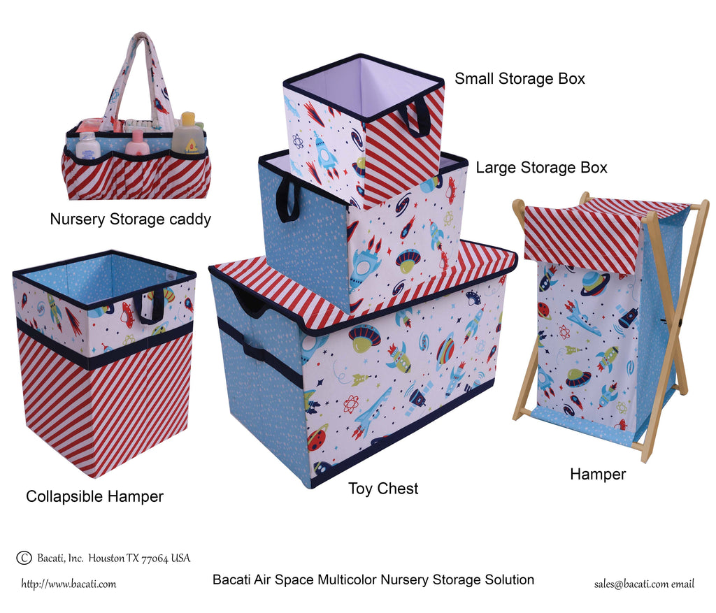 Bacati - Airspace, Boys Nursery Kids Storage. Aqua/Red/Orange/Green/Navy - Bacati - Nursery/Kids Storage - Bacati